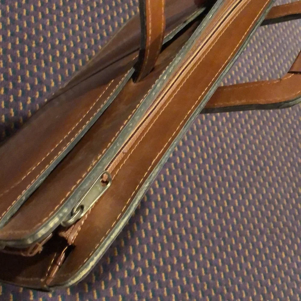 genuine brown leather briefcase